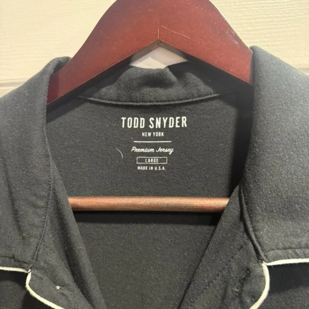 Todd Snyder Jersey Button Down Polo Black L - Picture 2 of 3